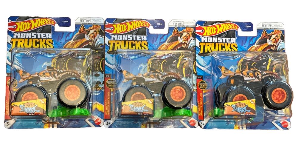 Lot Of 3x Hot Wheels Monster Trucks Tiger Shark HW Live 1:64 New & Sealed NIB